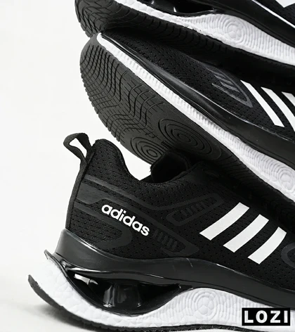 کفش کتانی مردانه مشکی سفید Adidas running shoes