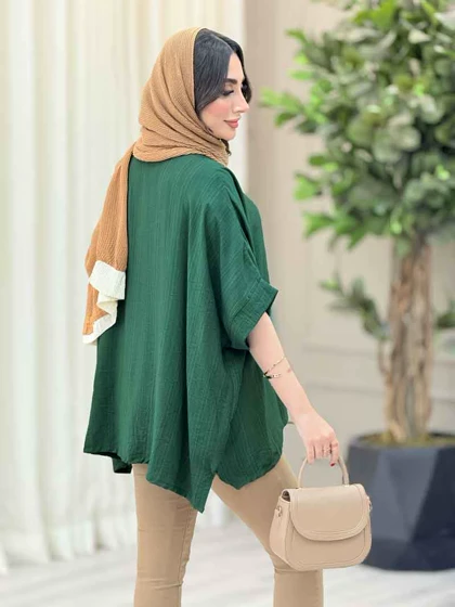 مانتو پانچ یقه دو دکمه