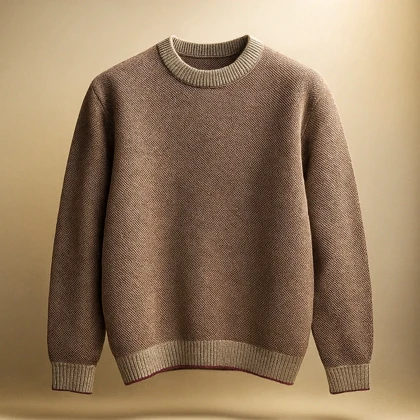 پلیور بافت یقه گرد رنگ خاص کرم اناری شیک فری سایز لش مناسب سایزهای L تا 2XL