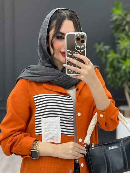 مانتو لینن جیب راه راه