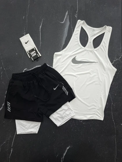 ست رکابی و شلوارک کشاله دار و جوراب نایکی