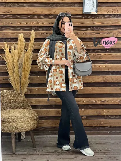 مانتو طرح دار آستین بنددار