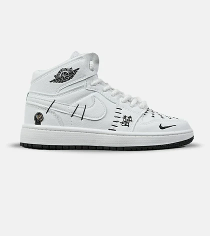 کفش کتانی ساق‌دار مردانه و زنانه سفید مشکی نایک NIKE jordan Vodoo مدل 7785