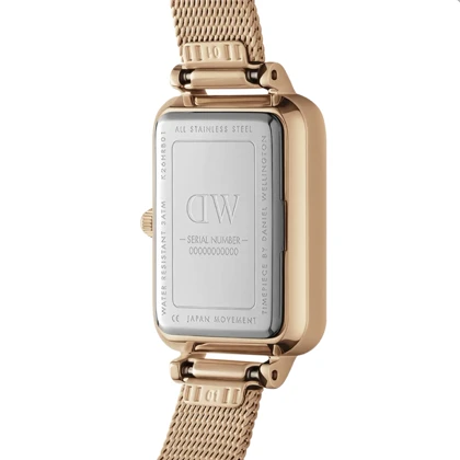 ساعت دنیل ولینگتون حصیری زنانه رزگلد صفحه مستطیل سبز Daniel Wellington Rosegold