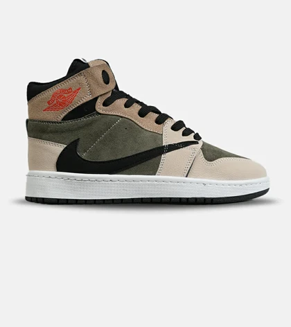 کفش کتانی ساق‌دار مردانه و زنانه کرم سبز NIKE travis scott مدل 8051