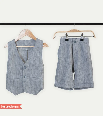 ست جلیقه شلوارک طوسی