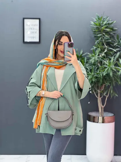 مانتو لینن آستین گت ضربدری