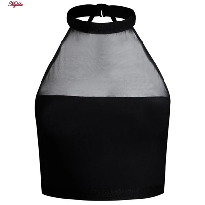 کراپ تاپ زنانه ویتاریتا مدل یقه توری مشکی کد 5024-345