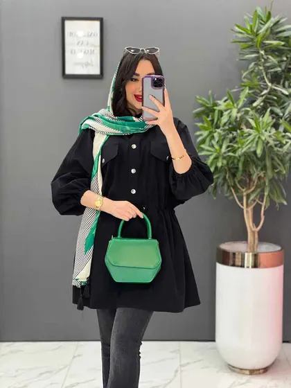 مانتو لینن کمرگت پیراهنی