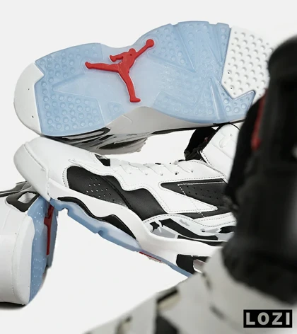 کفش کتانی ساق‌دار مردانه سفید مشکی Nike air jordan 6