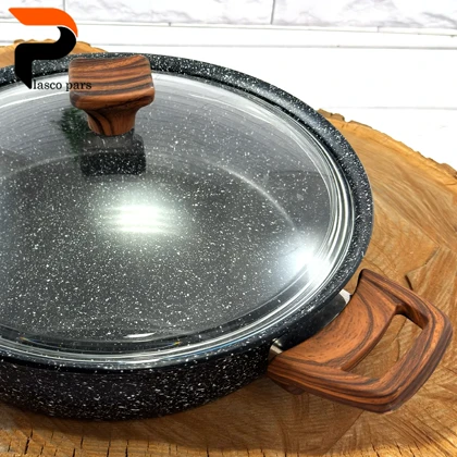 تابه 28 ونیز دودسته دسته چوبی درب پیرکس مشکی هاناتک