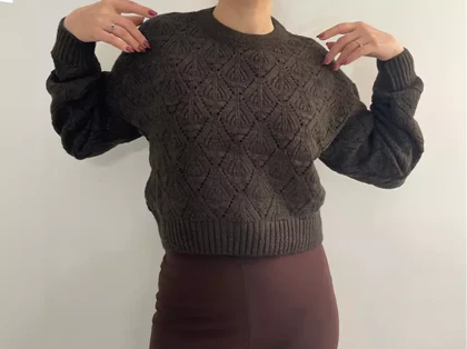 بافت زنانه پترن دار یقه گرد رامونا (Ramona)