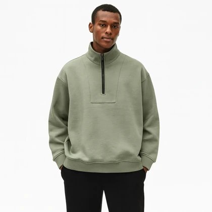 دورس نیم زیپ مردانه رنگ سدری سه نخ کرکی، باکسی استایل خاص و شیک کد 5002