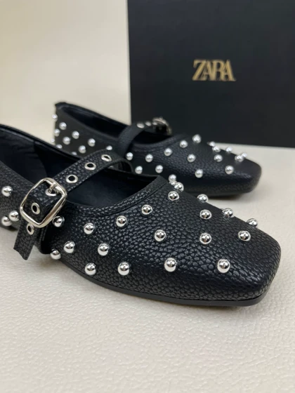 کالج زنانه عروسکی زارا فول پرچی کمربندی ZARA کد : 1484