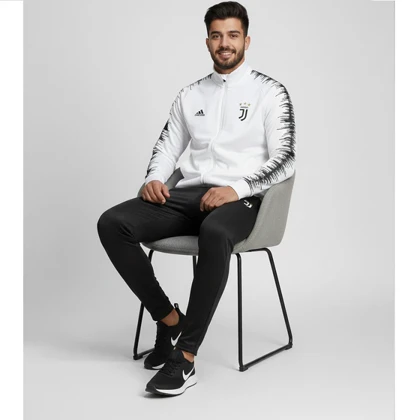 پکیج ست سویشرت شلوار یوونتوس مردانه مدل R77 + کفش ورزشی مردانه Nike مدل Tigo زیره سفید