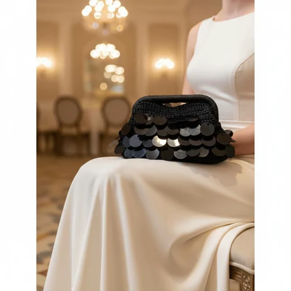 کیف دست بافت کلیپسی پولکی