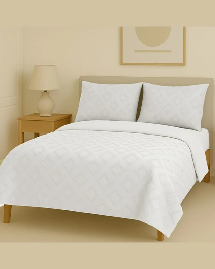 سرویس روتختی کاوری مینیمال طرح برجسته لوزی (سفید)