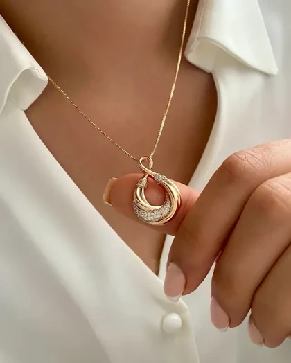 نیم ست موج نگین‌دار ژوپینگ (با زنجیر)