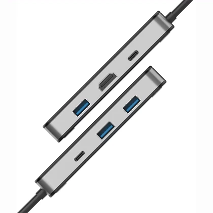هاب تایپ سی 6 پورت پورودو Porodo مدل PDTC630GY با نمایشگر دیجیتالی