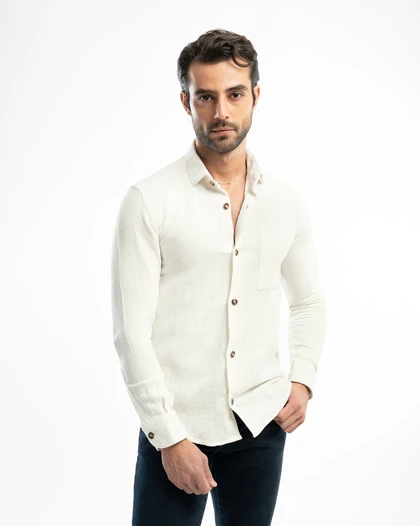 ام کی کالکشن پیراهن آستین بلند mk-23272-white