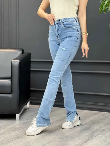 شلوار اسکینی زاپ‌دار پایین چاک 12607
