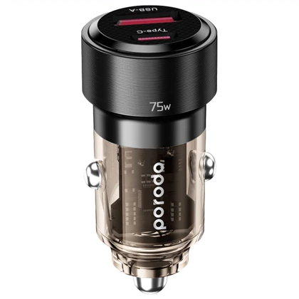شارژر فندکی پورودو Porodo مدل PD-75TDCC-BK توان 75 وات دو پورت