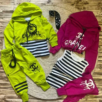 ست سه تیکه فشن وشیک برای بچه ها مدلCHANEL