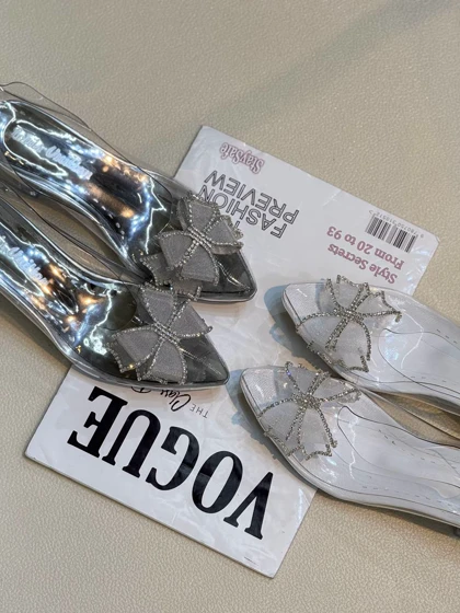 1313 کفش زنانه پاشنه 3 سانت تلقی رو پاپیون نگین