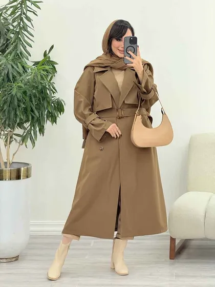 بارانی بلند چهاردکمه ترلان