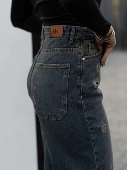 شلوارجین زنانه مدل وایدلگ قد110 شناسه 71302