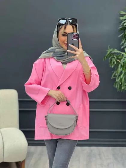 مانتو لینن چهار دکمه آستین پاکتی