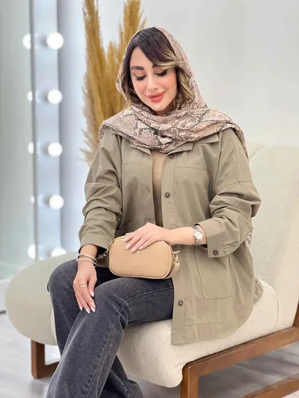 مانتو دو جیب برش‌دار روژین