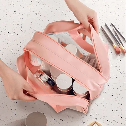 واش بگ مسافرتی مدل دو زیپ سایز بزرگ رنگ سفید