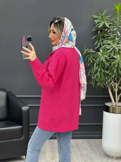 مانتو سر جیب دکمه آستین پیله