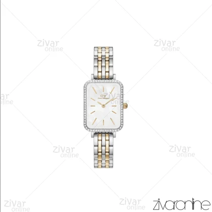 ساعت دنیل ولینگتون زنانه مستطیلی دورنگ طلایی دور نگین 105415