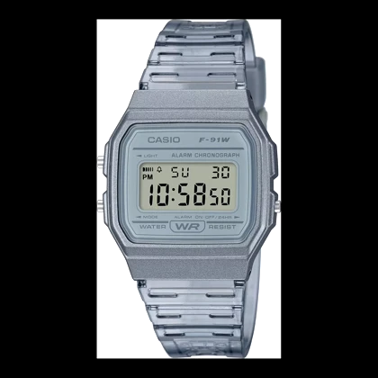 ساعت مچی دیجیتال کاسیو مدل Casio F-91WS-8 بند رزین شفاف دودی