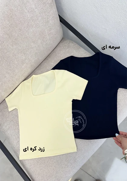تیشرت کراپ یقه خشتی