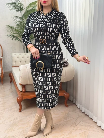 پیراهن مخمل فندی 3462