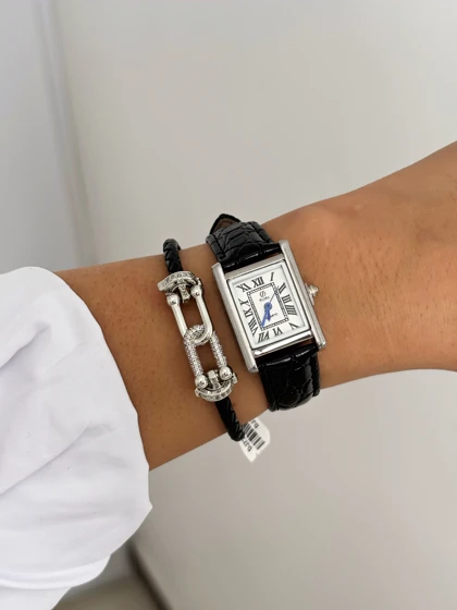 ساعت چرمی زنانه طرح کارتیه مستطیل 930