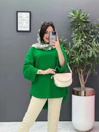 مانتو جلو بسته جیب برش‌دار