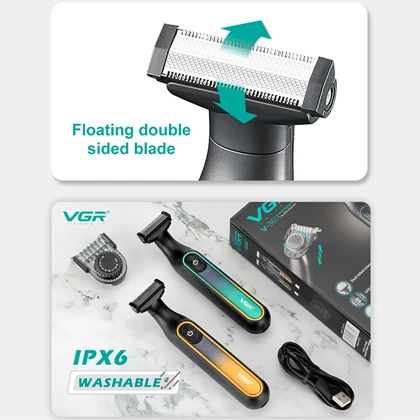 ریش تراش و ماشین اصلاح بدن وی جی آر VGR مدل V-360 ضد آب با نمایشگر