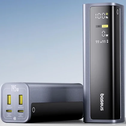 پاور بانک فست‌شارژ 20800 تایپ‌سی و USB توان 145 وات بیسوس Baseus PPAP-20E5/P10082109813-00 با کابل دوسر تایپ سی