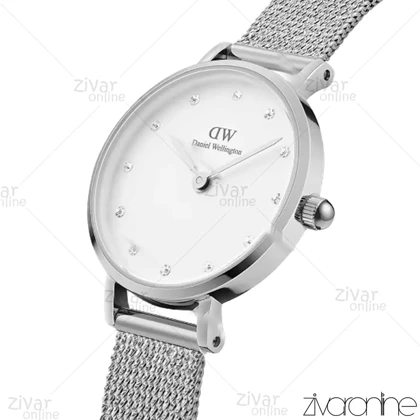 ساعت دنیل ولینگتون زنانه سیلور صفحه سفید ایندکس نگین‌دار 104304