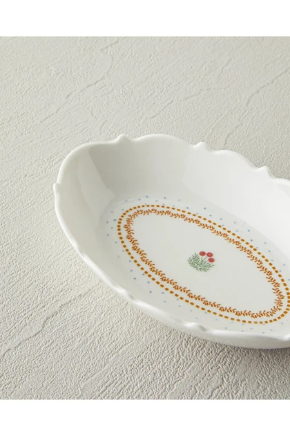 بشقاب قایقی English Home مدل Retro Rosy Bone China - سفید - نارنجی