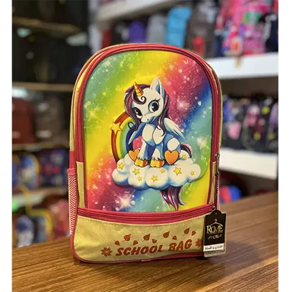 کوله پشتی مدرسه طرح دار جلو زیپ