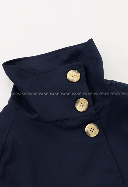 ترنچ کت یقه ایستاده کتان@کد1004635