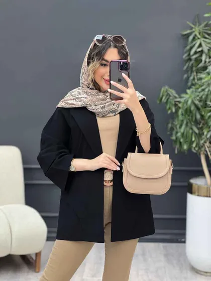 مانتو برش هلالی دو جیب نما