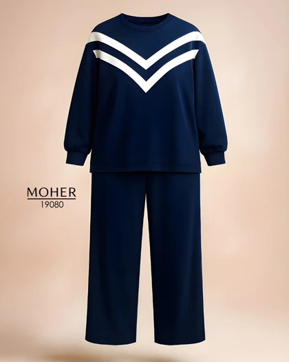 ست بلوز و شلوار زنانه سایز بزرگ سرمه ای