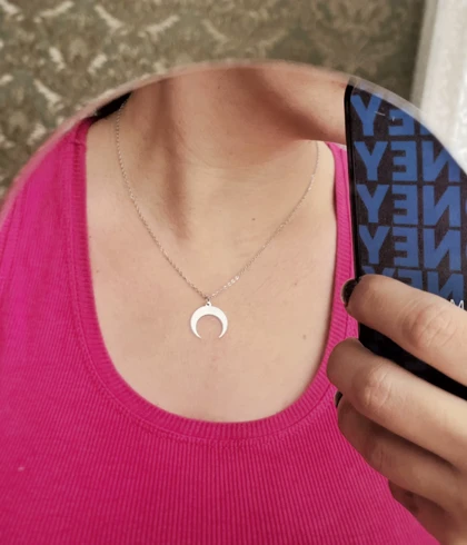 گردنبند ماه استیل نقره ای