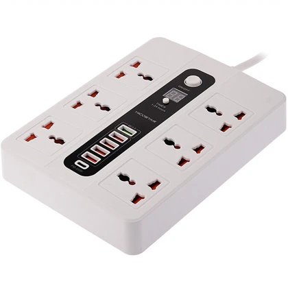 چندراهی برق شش سوکت 3000 وات، یک تایپ سی و پنج USB هایکو استار Hicostar HS-PS320